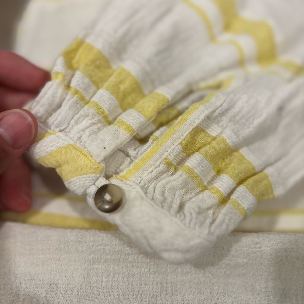 Free People Striped Yellow and White Women's Top Size Small - Picture 7 of 8